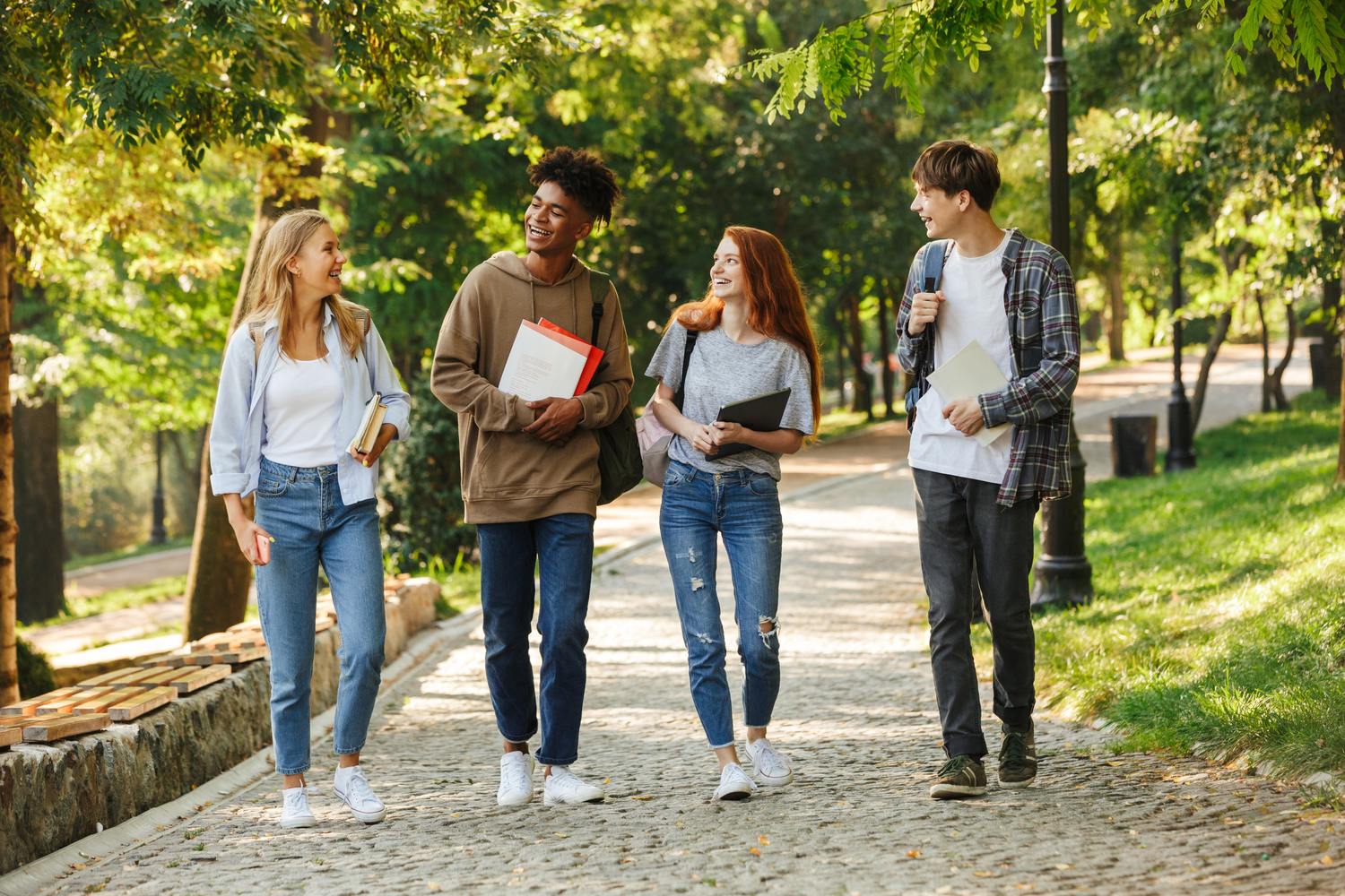 Students walking together outdoors